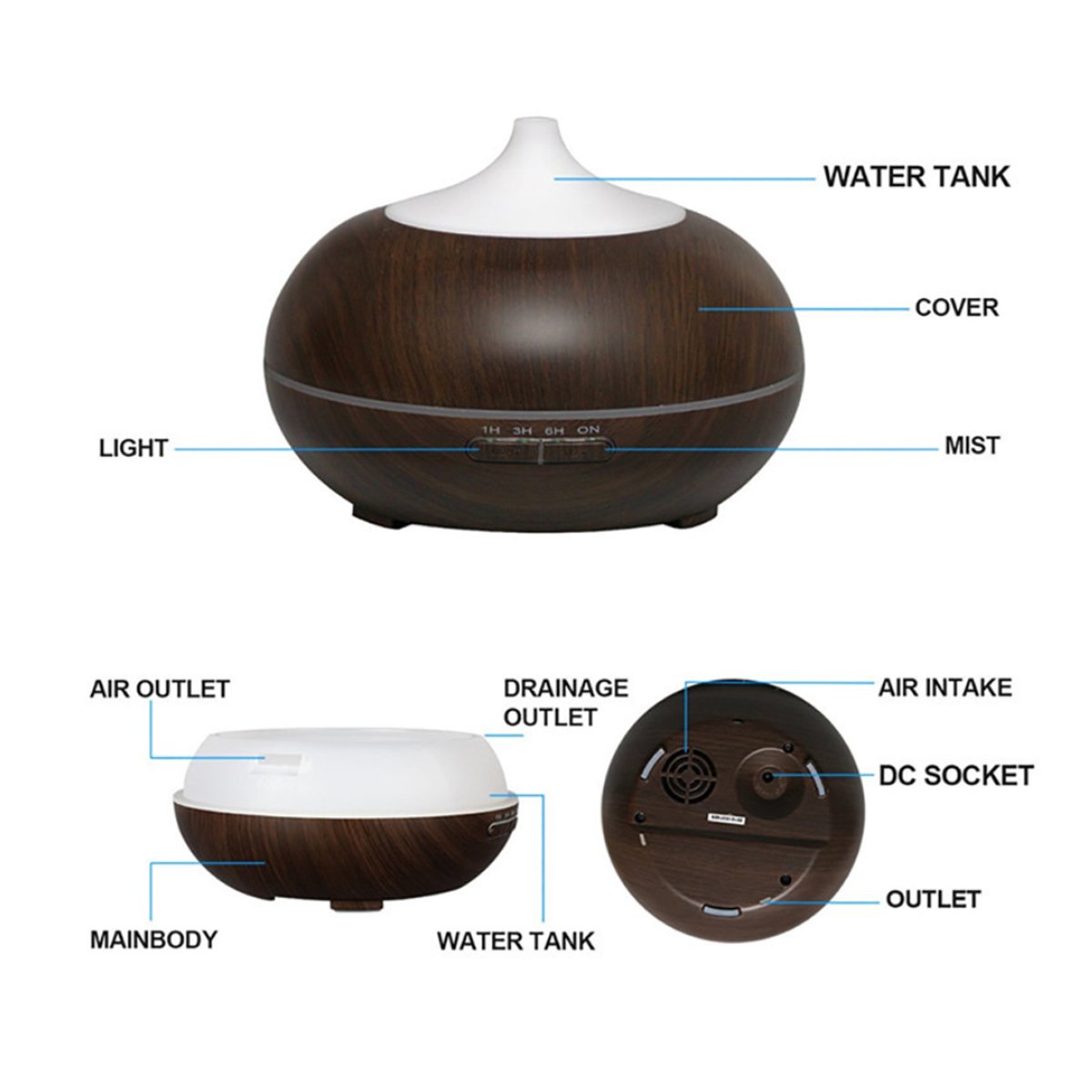 Wood-Grain Essential Oil Diffuser