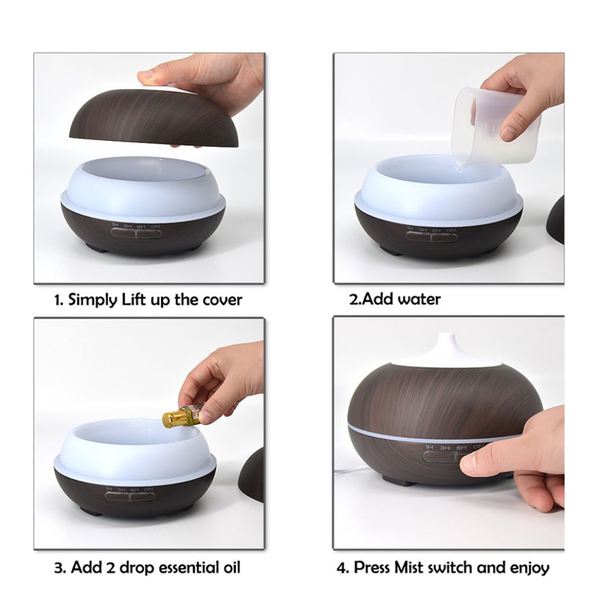 Wood-Grain Essential Oil Diffuser