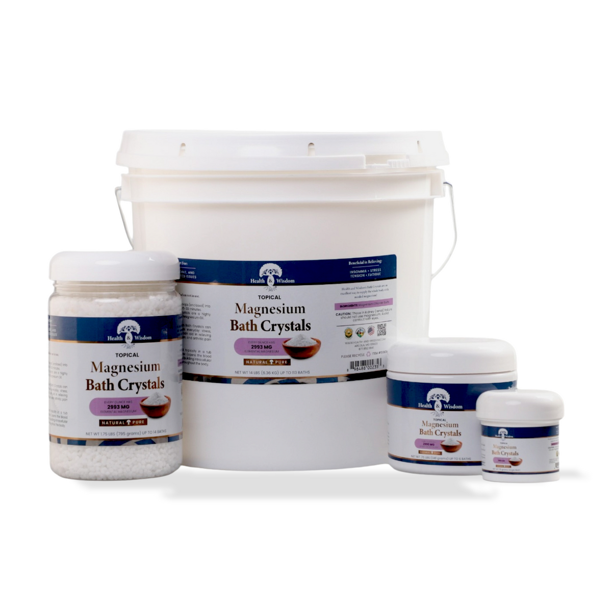 Magnesium bath crystals in several sizes