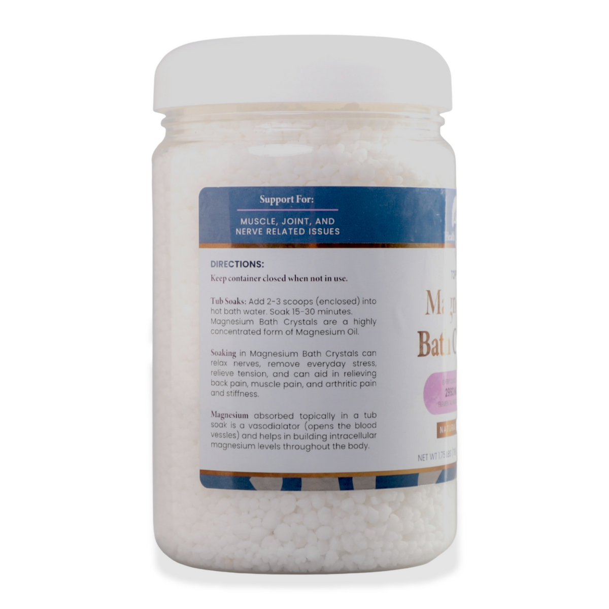 Magnesium bath crystals jar