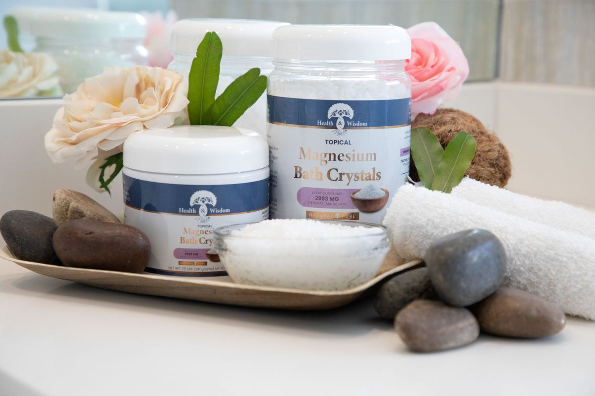 Magnesium bath crystals for a relaxing soak
